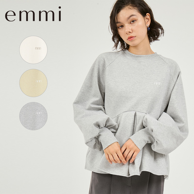 emmi エミ ヨガウェア トップス ペプラムラメ裏毛プルオーバー