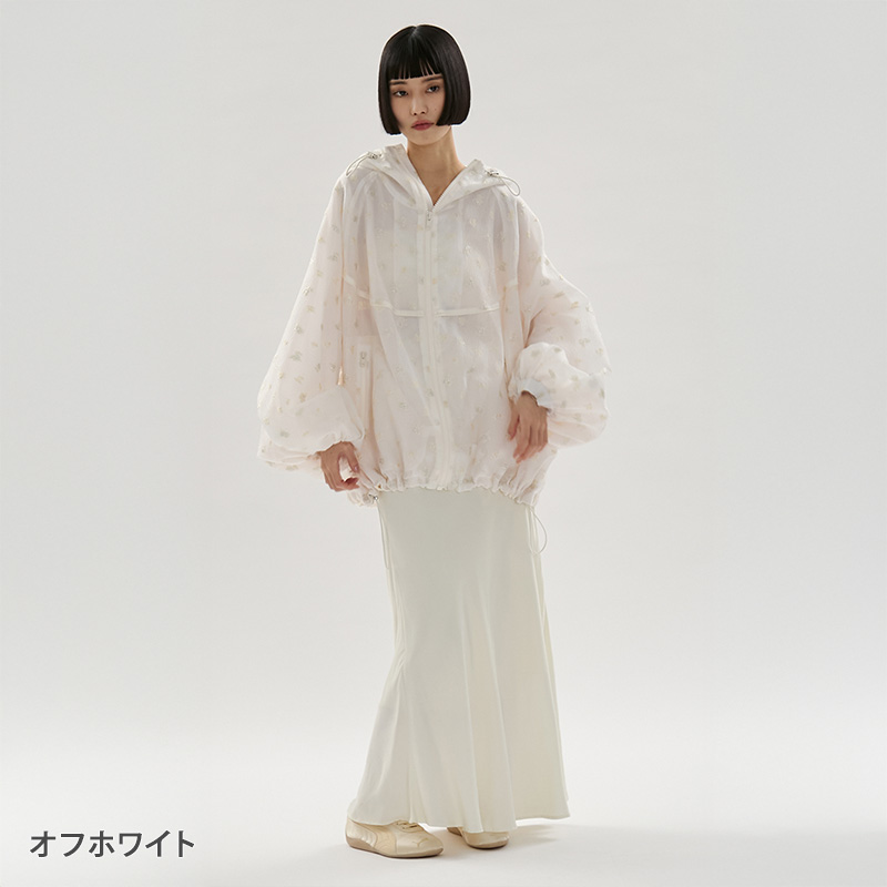 新品同　emmi yoga エミヨガ　ヨガウェア　フェザー柄　オフホワイト　S emmi yoga（エミヨガ） エミ emmi ヨガウェア アウター ビッグフォルム