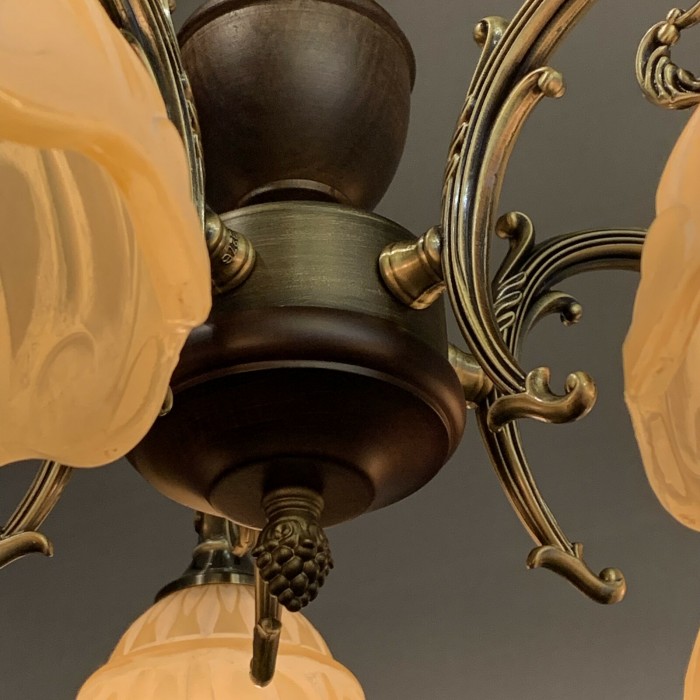 アンバーガラス ランプ ガラスシェード シーリングランプ 5灯 日本製