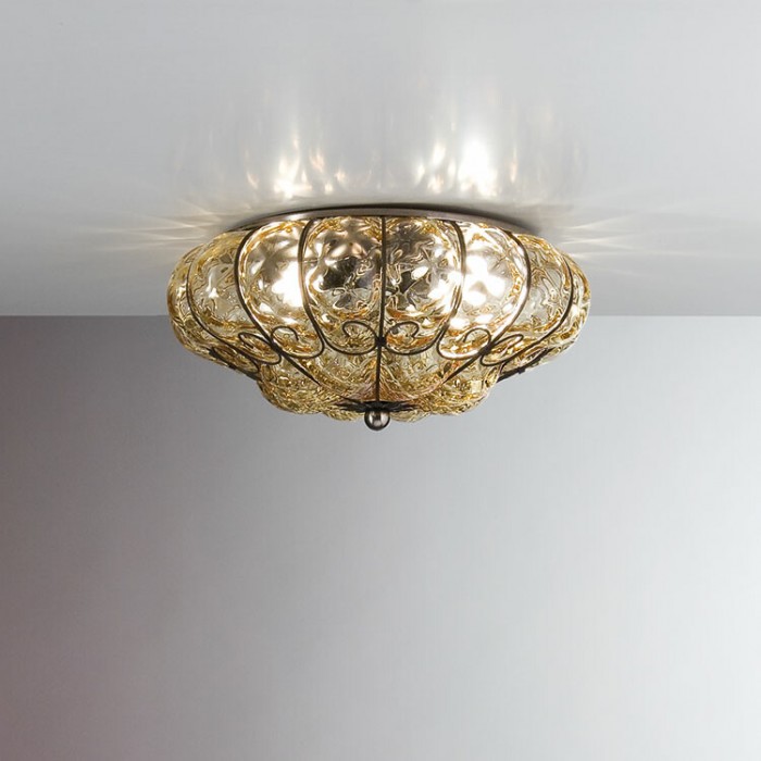 シーリングライト ガラス イタリア製 ムラノガラス アンバー