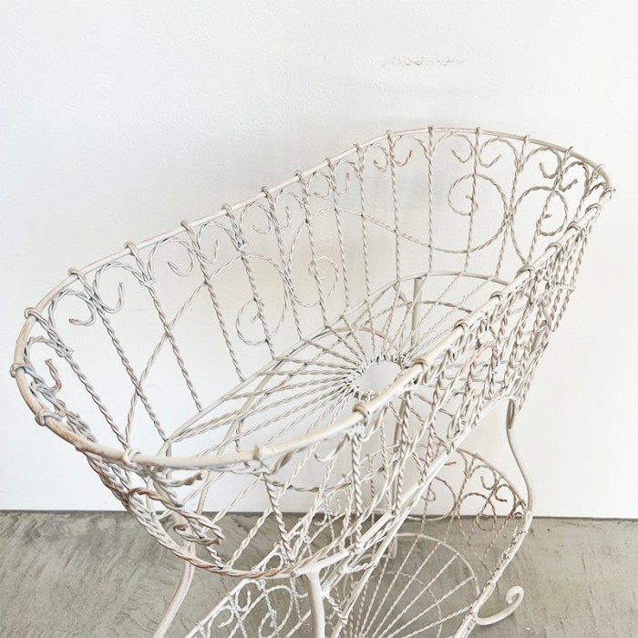 2段バスケット 花台 フラワースタンド アイアン マルシェ 2段