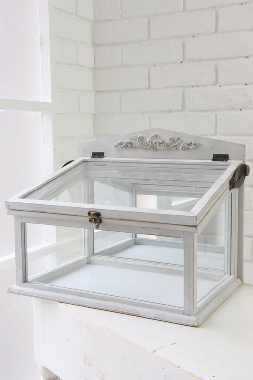 白いガラスのショーケース ショーケース コレクションケース ガラスケース ホワイト デボラ