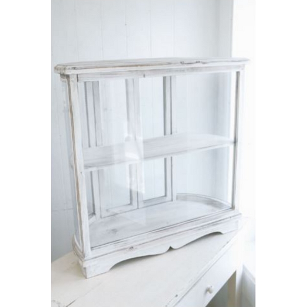 ガラス ショーケース シャビーシック ホワイト アールキャビネット