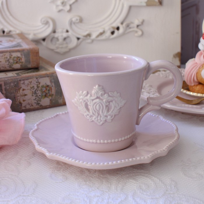 ティーカップ コーヒーカップ アンティーク風 洋食器 ミニョン ピンク