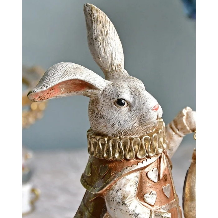 アンティーク置物 ワンダーランド ラビットクロック 不思議の国のアリス 置物