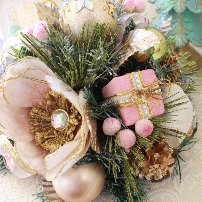 SALE40%OFF) クリスマス テーブルアレンジ デコレーション ピンク