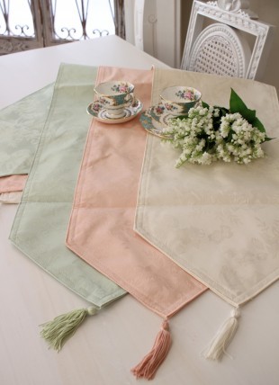 テーブルランナー はっ水 テーブルセンター 150cm 撥水 32×150 シャインローズ 撥水加工 アイボリー ピンク グリーン 薔薇 ジャガード織 ホワイト 花柄 ローズ柄 目隠しカバー