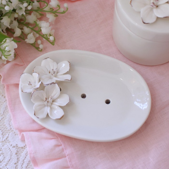 ソープトレイ 陶器 ソープディッシュ ホワイト マチルドM フランス