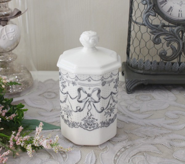 キャニスター ボックス 陶器 ホワイト コットン入れ 綿棒入れ 小物入れ