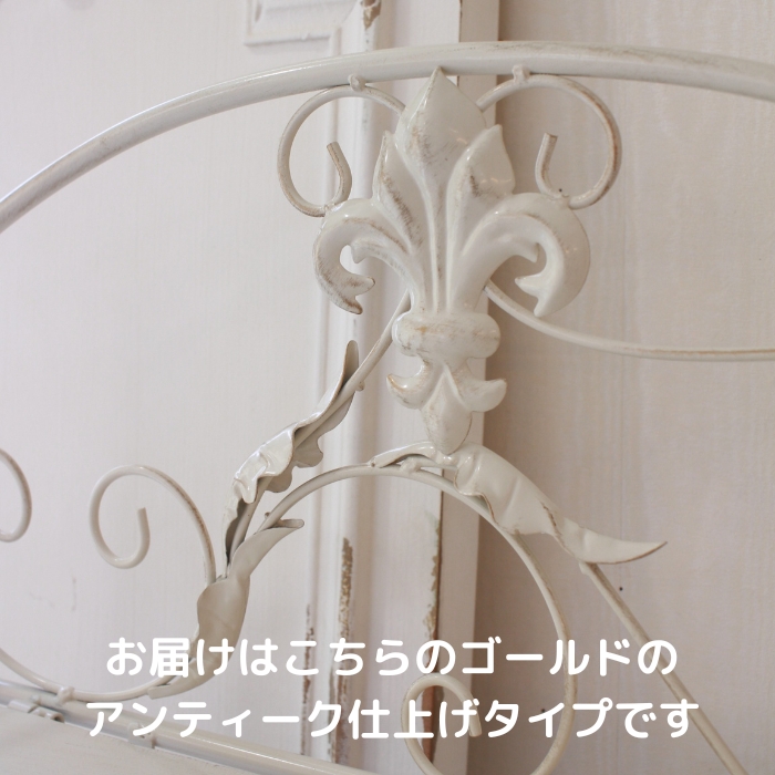 ポールスタンド ホワイト ピンク ローズ プリンセス ロココ調 アイアン 姫系 79462-01_1.jpg