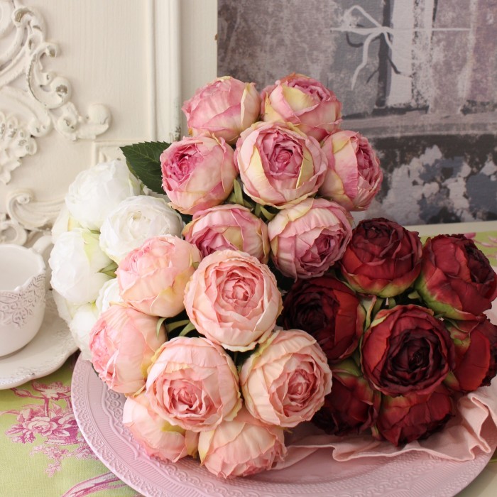 ローズブーケ バラ 薔薇 ブーケ フラワーブーケ 造花 ピンク ホワイト