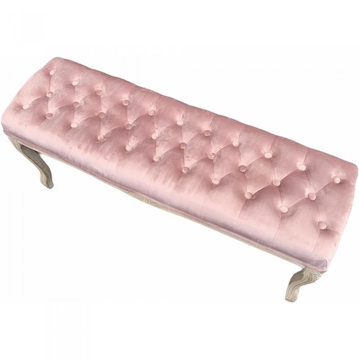 ベンチスツール スツール 横長スツール 木製 ピンク ベロア 布張り