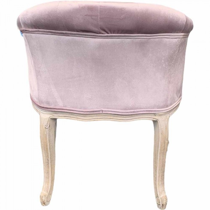 アームチェア 一人掛けチェア アームソファ ベロア ピンク 椅子 木製