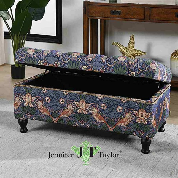 収納付きスツール スツール 収納付き オットマン いちご泥棒柄 椅子