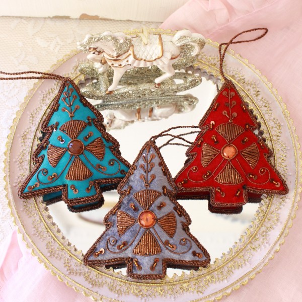 アンティーク ヴィンテージ クリスマスオーナメント 豪華刺繍 16個