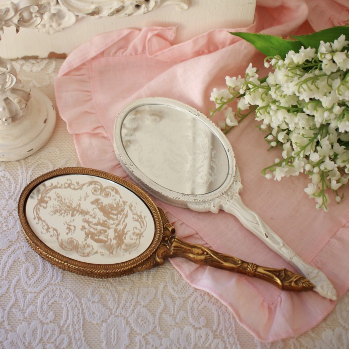 手鏡 ハンドミラー トワルドジュイ アンティーク風 ミラー ロココ調 鏡