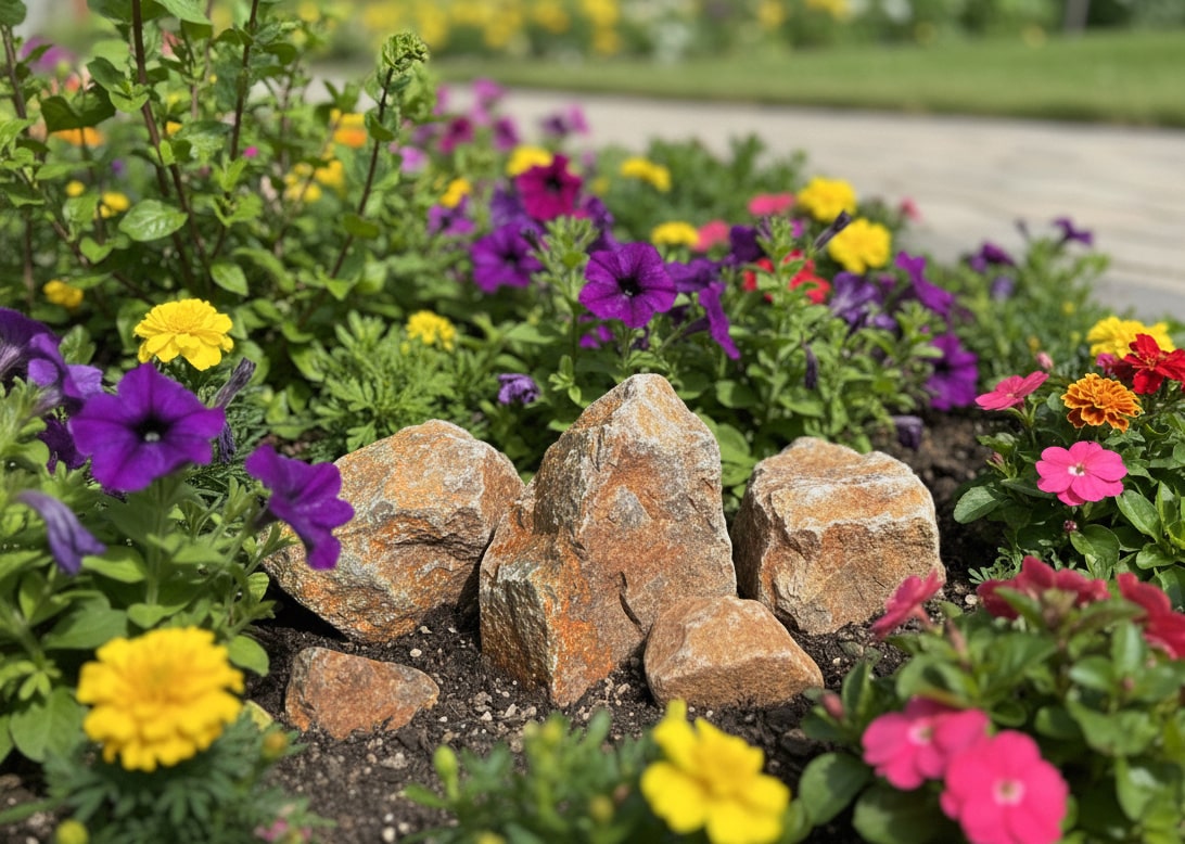 庭石 ロックガーデン 石 割栗石 大 ブラウン 茶色 ガーデニング石