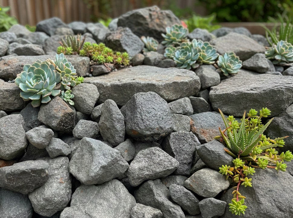 ゴロタ玉石の施工写真