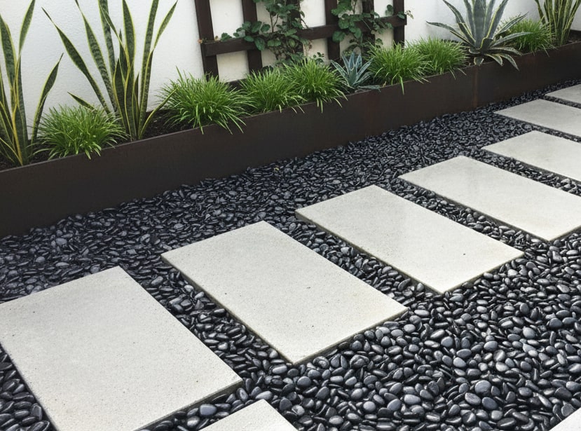 砂利 玉石 洋風 庭 玉砂利