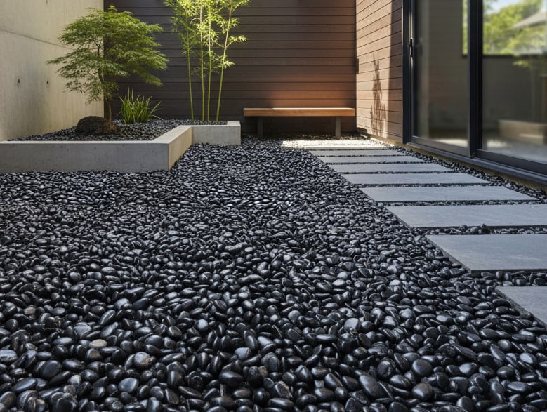 砂利 玉石 洋風 庭 玉砂利