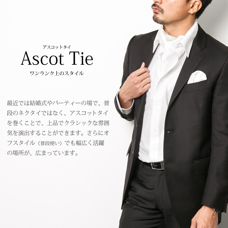 アスコットタイ 単品 選べる全20種 アスコットスカーフ メンズ
