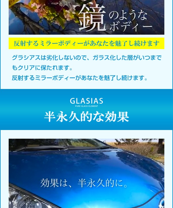 車用 浸透性ガラスコーティング剤 グラシアス 2本セット 専用クロス