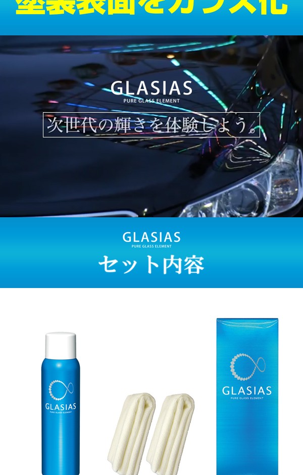 車用 浸透性ガラスコーティング剤 グラシアス 2本セット 専用クロス