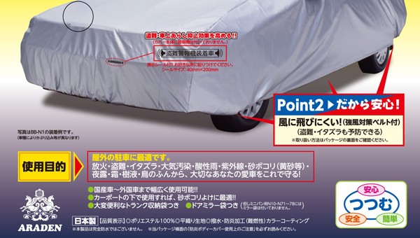 日本製 アラデン 自動車用ボディーカバー 防炎ボディーカバー BB-N77