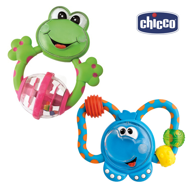 Chicco FUN TEETHING 歯固めラトル ガラガラ/おもちゃ/無塗装/輸入玩具