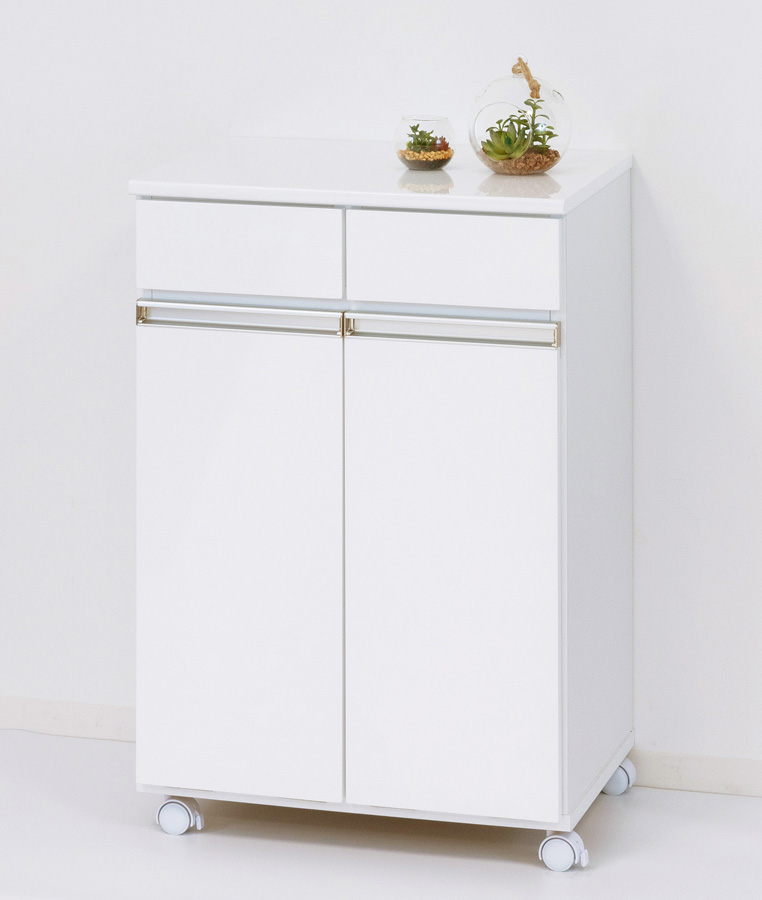 ダイニングダストボックス2D ホワイト/ ゴミの分別に最適！収納付きゴミ箱 |  | 01