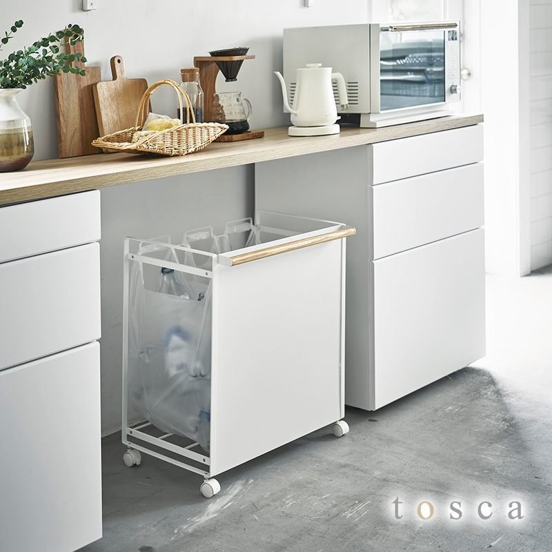 目隠し分別ダストワゴン TOWER(タワー)2分別 キャスター付き/レジ袋