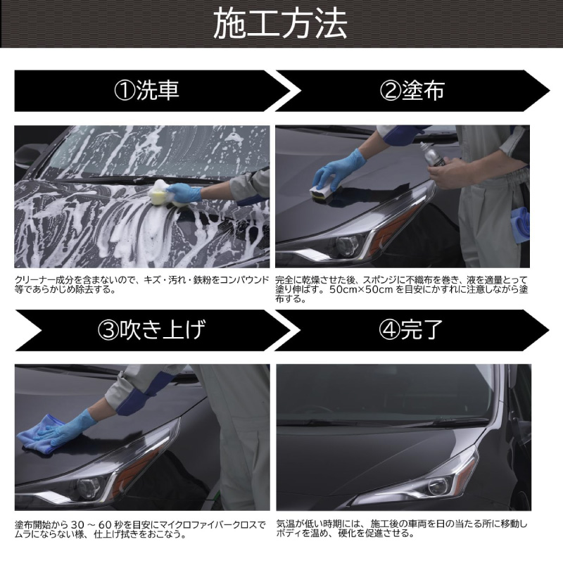 車 つや出し ガラスコーティング剤 2個セット 撥水性 全塗装色対応 雨