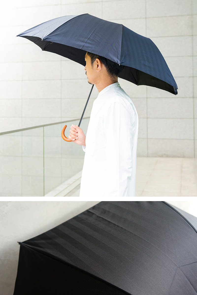 日本製 織物傘 MAKITA STANDARD ヘリンボーン 折りたたみ傘 晴雨兼用