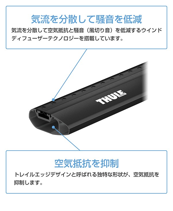THULE（スーリー） ウイングバーエッジ（WingBar Edge） ブラック 1本