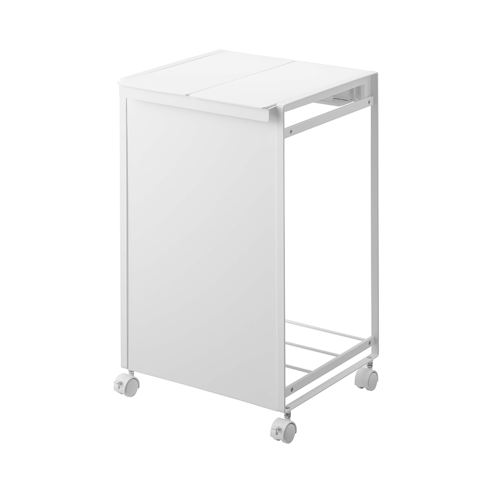 新品 tower 蓋付き目隠し分別ダストワゴン 2分別 ホワイト　レジ袋用 tower ｜ 蓋付き目隠し分別ダストワゴン タワー 2分別 ｜ 山崎実業