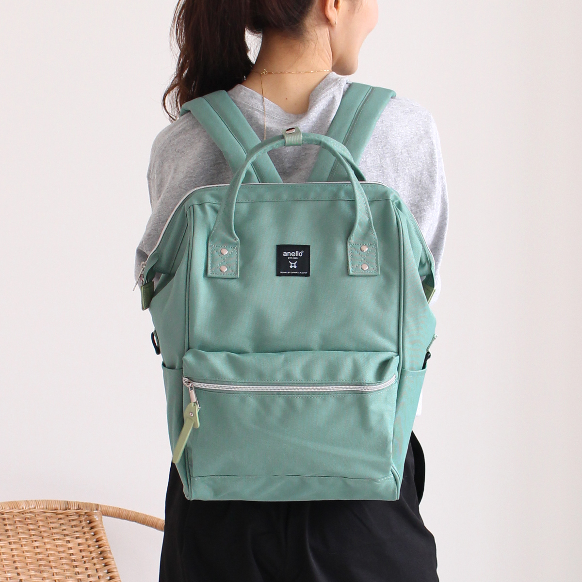 アネロ anello リュック レディース リュックサック がま口 ポリキャンバス 背面ファスナー付き 口金入り 撥水 キャリーオン | anello | 11
