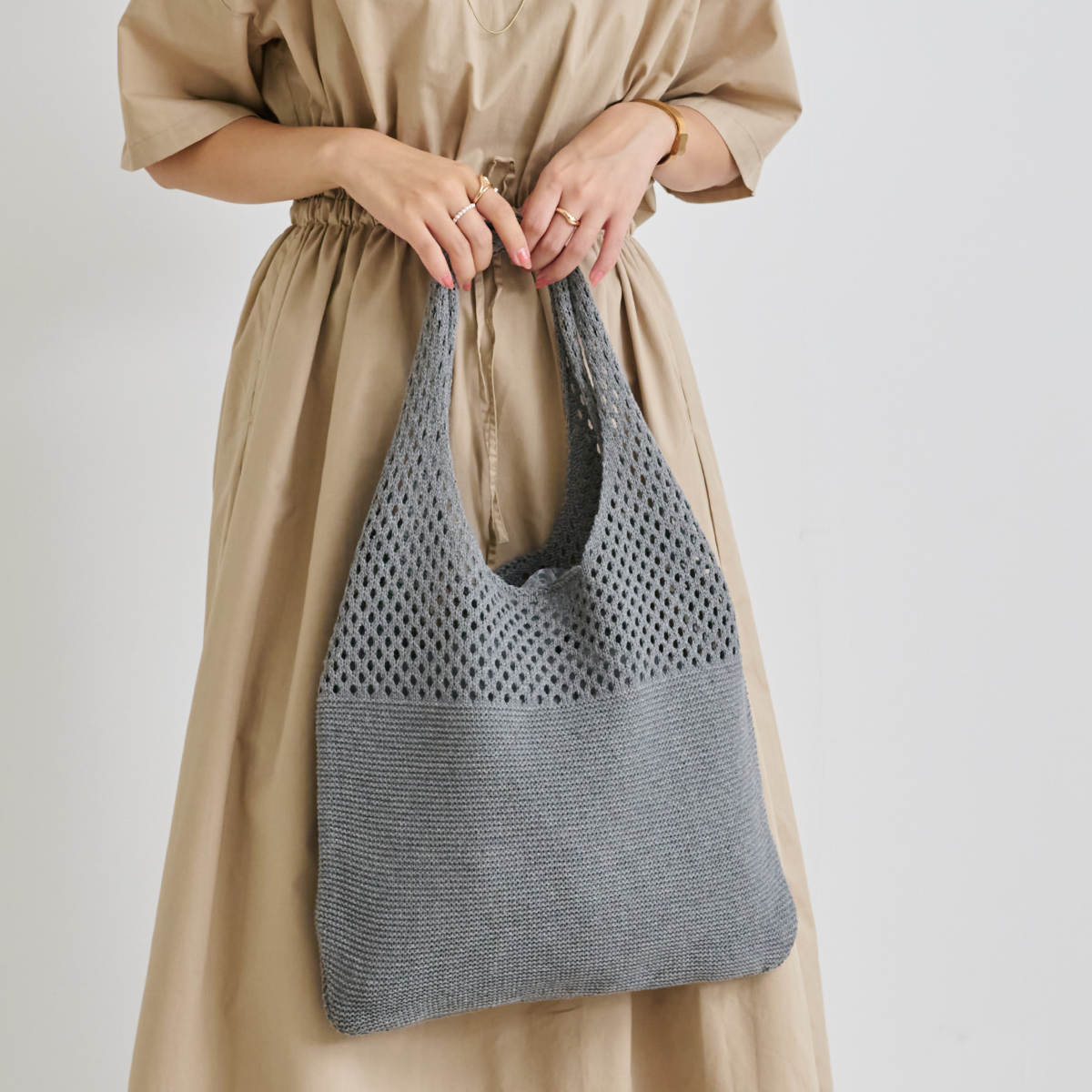 トートバッグ レディース ニットバッグ トート コンパクト エコバック マルシェバック A4 韓国 編みニット おしゃれ かわいい スタイルオンバッグ | ブランド登録なし | 04
