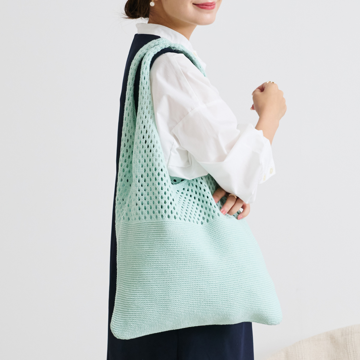 トートバッグ レディース ニットバッグ トート コンパクト エコバック マルシェバック A4 韓国 編みニット おしゃれ かわいい スタイルオンバッグ | ブランド登録なし | 03
