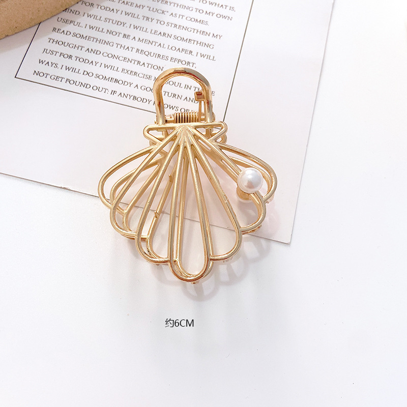 ヘアクリップ シェル 貝殻 バレッタ ゴールド バンズクリップ 髪どめ