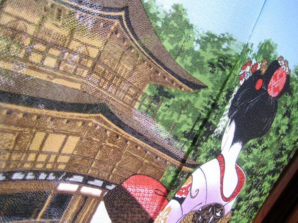 浮世絵暖簾 舞妓金閣寺 幅85cm×高さ150cm 日本製 ゆうパケット対象