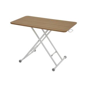 リフティングテーブル 昇降式テーブル ウオールナット材 オーク柾目材 キャスター付き 高さ調整 無段...