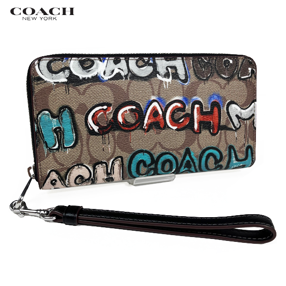 COACH X MINT + SERF コーチ コラボ 財布 長財布 ロング ジップ ウォレット シグネチャー CM837 カーキ アウトレット 限定  新作 新品