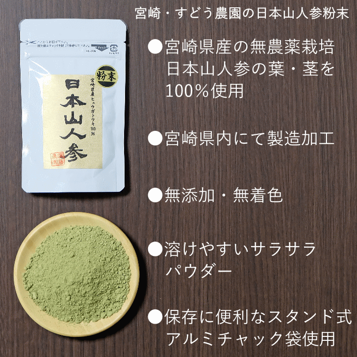 日本山人参 パウダー 30g ヒュウガトウキ 粉末 日本山人参茶 日向当帰