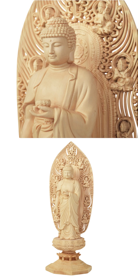 木彫り 仏像 阿弥陀如来 お釈迦様 仏陀 ブッダ 立像 阿弥陀如来