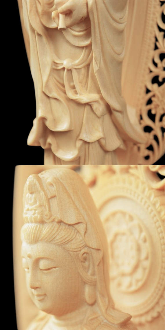 木彫り 仏像 観音様 観音菩薩 観世音菩薩 観自在菩薩 水瓶 功徳水 救世