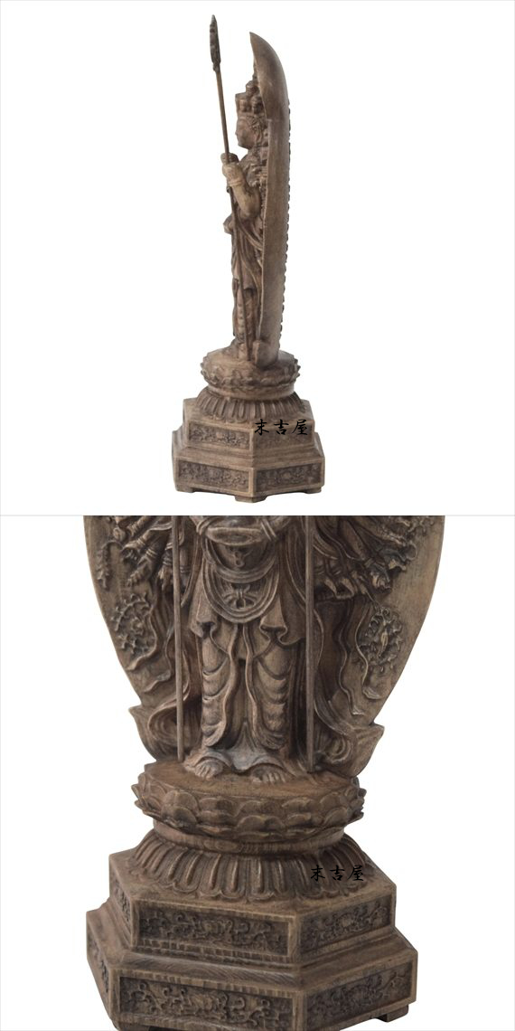 木彫り 仏像 千手観音菩薩 仏教美術 千手観音像 立像 置物 フィギュア