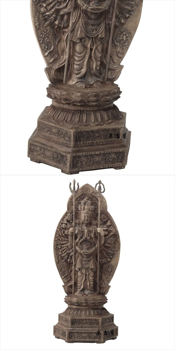 木彫り 仏像 千手観音菩薩 仏教美術 千手観音像 立像 置物 フィギュア
