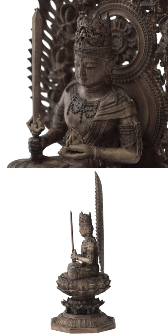 虚空蔵菩薩 木彫り 仏像 座像 仏教美術 置物 フィギュア 虚空蔵菩薩像