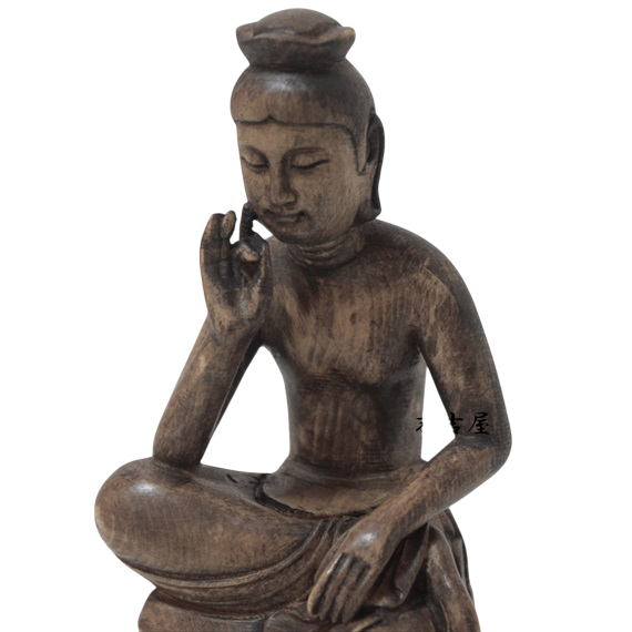 高18cm 弥勒菩薩 木彫り 仏像 フィギュア 弥勒菩薩像 座像 仏教