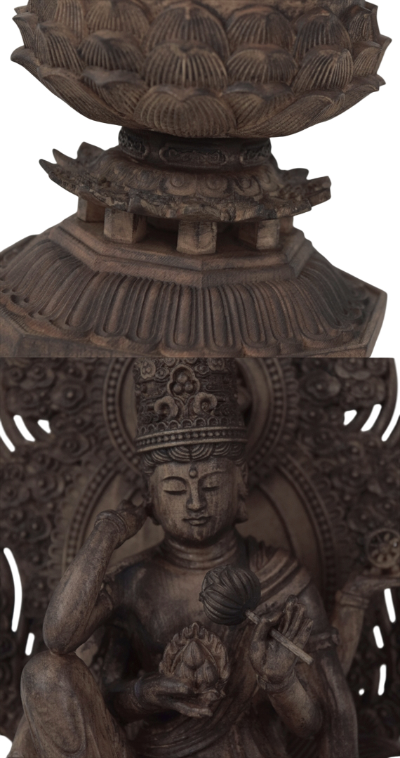 木彫り 仏像 如意輪観音 フィギュア 如意輪観音像 座像 仏教美術 置物